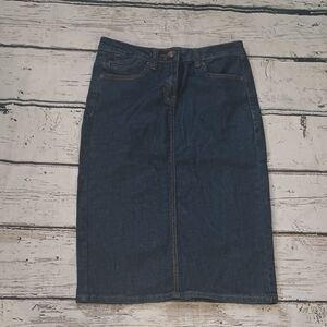Chaconia Dolls Blue Dark Wash Denim Pencil Skirt S
